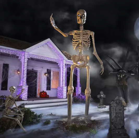 12 ft. Grave & Bones Giant-Sized Skelly with Animated LCD Eyes H5