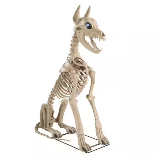 5 ft. Grave & Bones Skelly's Sitting Dog with Animated LCD Eyes H22