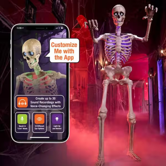 6.5 ft. Grave & Bones Animated LED App Controlled Ultra Skelly with Animated LCD Eyes H23